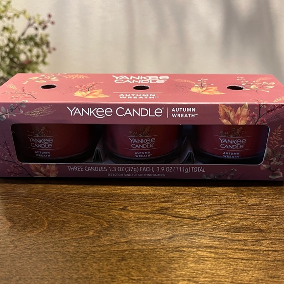 New Set of Three Small Yankee Candle Autumn Wreath Candles
